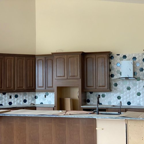 Hexagonal tile backsplash in Salida, CO from Carpet Planet